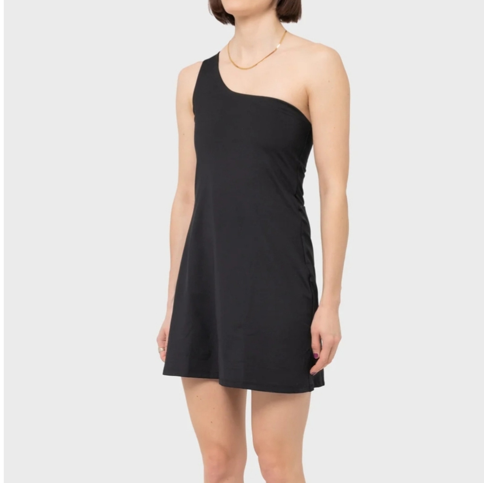 Nwt Girlfriend Collective Bianca One-Shoulder Dress Black Plus Size 3x Built-In